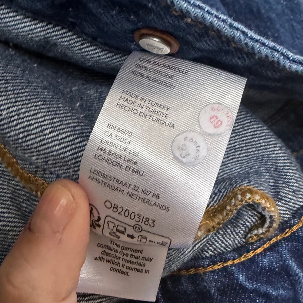 Pilcro Denim Jacket Blue Puff-Sleeve Button-Up Cropped Medium - Picture 12 of 12